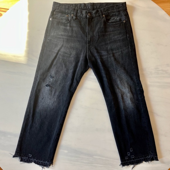 R13 2021 Distressed Boyfriend Jeans Black 38 x 26 Large - Picture 1 of 7